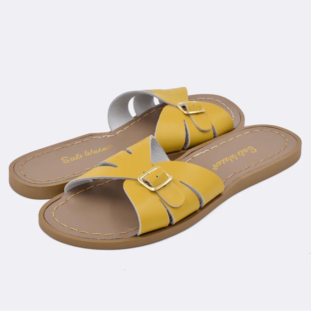 Salt Water Womens Mustard Classic Slides - Size US 8 / Hoy Size 6 - Picture 13 of 15